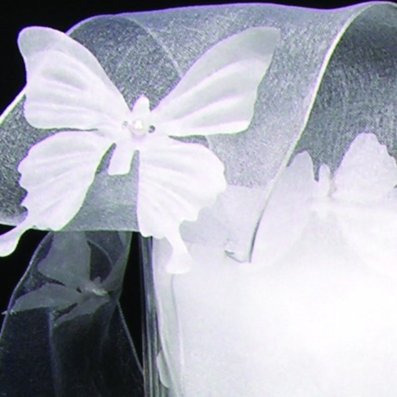 The Ribbon People White Butterflies Organza Wired Craft Ribbon 2.75" x 17 Yards